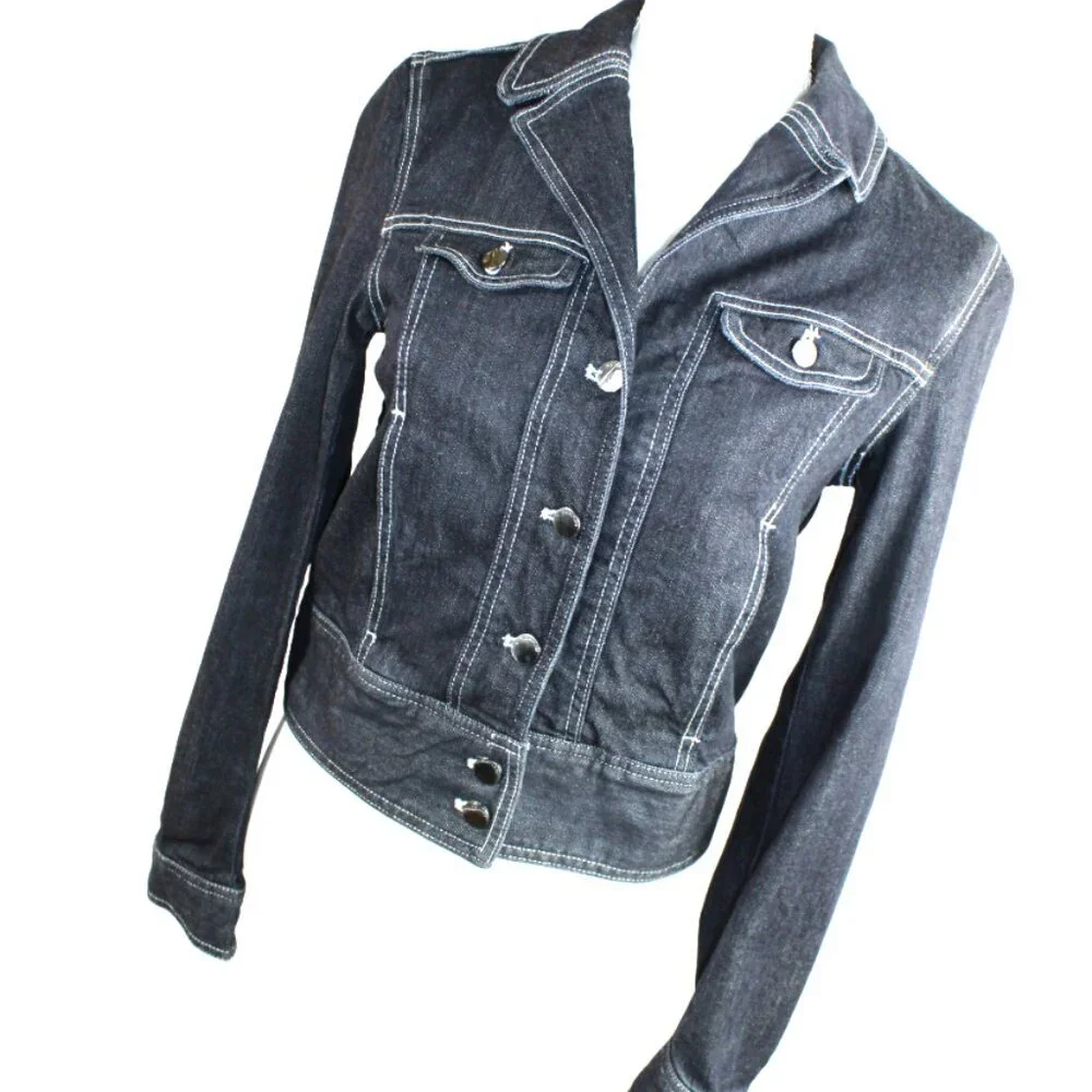 Elie Tahari Dark Blue Denim Jacket, Size Small